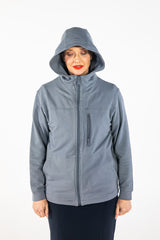 AVION Jacket - uniquely designed jacket created to make sleeping easy on long and short haul flights.   This beautiful bamboo blend is soft and comfortable to wear.  Featuring a concealed support structure for holding your head upright during sleep.  The easy-to-use jacket is just the ticket for an inflight sleep.